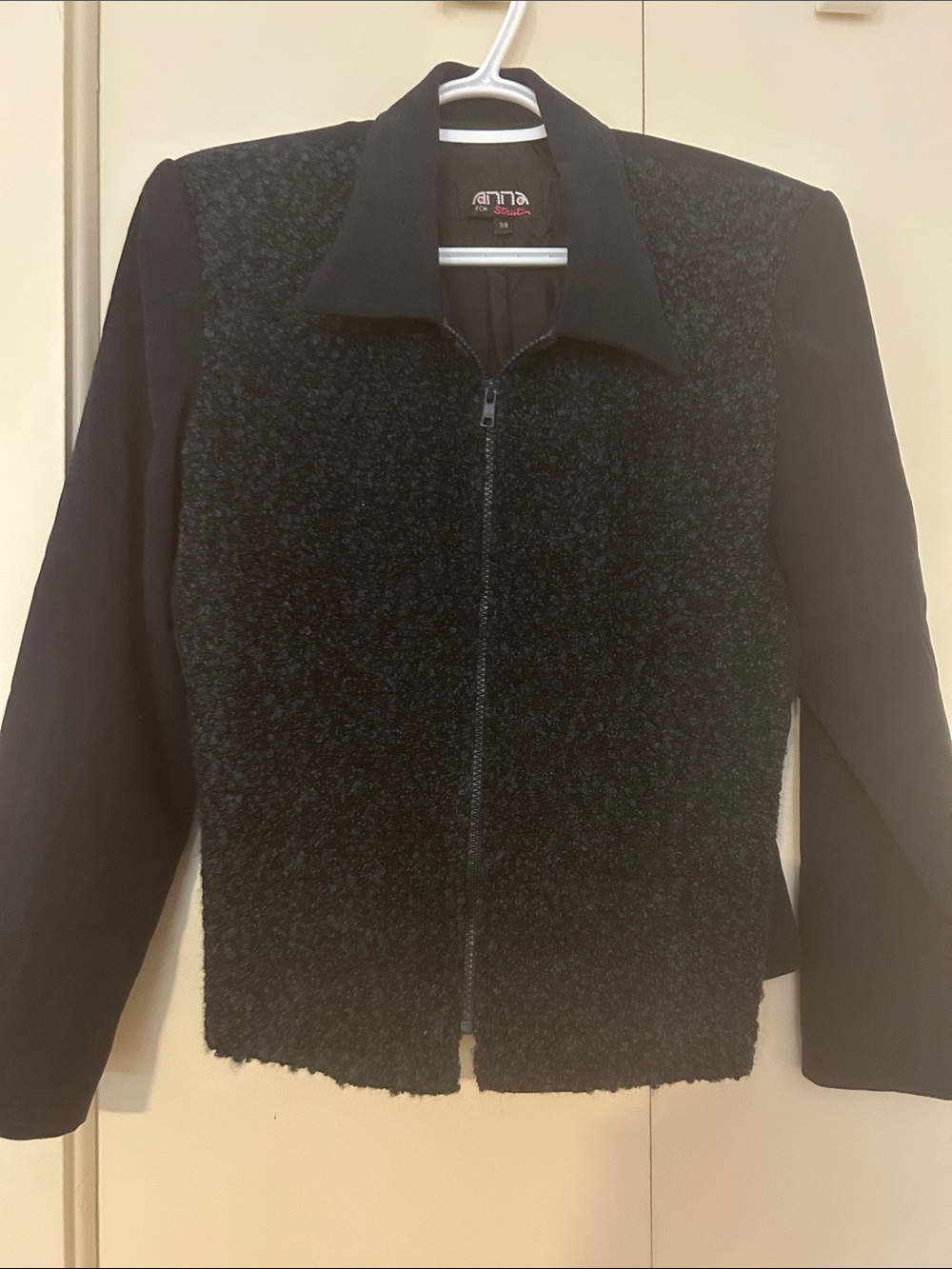 Vintage Anna Navy Teddy Front Zip Jacket size 7/8